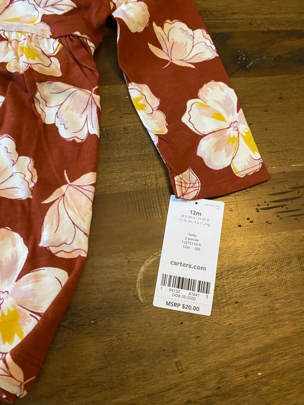 Carter's Rust Floral Ruffle-Shoulder Dress - Picture 3 of 5